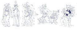 2012 anthro areola assimilation bottomwear breast_growth breasts clothed clothing felid female fingers front_view fur gender_transformation genitals goo_transformation group growth hair heart_symbol inanimate_transformation ineffective_clothing looking_at_another looking_at_viewer looking_back looking_back_at_another male mammal monochrome mtf_transformation mxl mxl_(mxl) nipples one_eye_closed open_mouth pants pictographics pussy ranged_weapon raygun sedire_(deiser) shirt simple_background smile species_transformation speech_bubble standing stripes suit_transformation surprise swimwear tail takeover teeth topwear transformation transformation_sequence trio twinning two-piece_swimsuit wardrobe_malfunction weapon white_background white_body white_fur white_hair wings wink winking_at_viewer