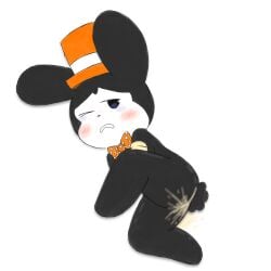 ass cartoony cum_in_ass molested orange_bowtie orange_hat rabbit rabbit_da_city_slicker_(tiktoker) tiktoker