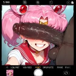 1boy 1girl 2024 ai_generated bishoujo_senshi_sailor_moon blush chibi_usa close-up dark-skinned_male dark_skin erect_penis erection faceless_male female large_penis light-skinned_female light_skin looking_at_viewer male male/female penis penis_covering_eyes penis_on_face pink_hair posing posing_with_penis sailor_chibi_moon sailor_senshi_uniform selfie social_media straight sweat testicles zawuardo