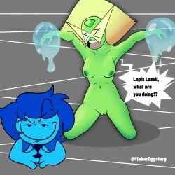 1girls ass balls blue_body blue_hair blue_skin bondage carrying chains female forehead fully futanari gem gemstone grab green_body green_skin hair_visor holding intersex lapis_lazuli_(steven_universe) lines looking moaning motion nude on partner peridot_(steven_universe) pleasured sex shoulder simple_background steven_universe thick_thighs triangular yellow_hair