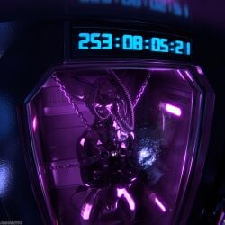 1:1 3d_(artwork) 4k absurd_res animal_genitalia animal_penis anthro anthro_on_anthro balls biped black_body black_latex blender_(artwork) blender_cycles blindfold blue_light bondage bondage bound bulge canid canine canine_genitalia canine_penis canis chains chamber claws clothed clothing cuffs_(clothing) depth_of_field digital_media_(artwork) dragonplayer electronics encasement erection fox fur genitals hair harness headgear headwear hi_res hood ichigo_(ichigo03hdfr) immobilization inside keypad knot latex latex_clothing latex_headwear latex_hood latex_skinsuit lock_bulge locked locked_up long_term long_term_bondage long_term_chastity long_term_storage male mammal monitor mouth_tube multicolored_body nose_tube open_mouth penis pink_light reflection restraints rexouium science_fiction sensory_deprivation sensory_deprivation_hood skinsuit slim slim_anthro slim_male slim_sub smile solo straitjacket submissive submissive_male tail tight_clothing timer tube white_body white_fur