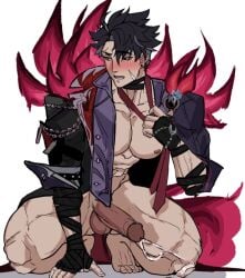 cum cumming gay gen_zonilla_black genshin_impact male male_only old_design solo_male wriothesley_(genshin_impact)