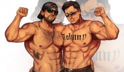 2boys 2males 2men backwards_baseball_cap bara bara_tiddies bara_tits gay grand_theft_auto grand_theft_auto_vi hairy_chest hairy_male happy_trail jason_duval johnny_cage kakyjama male male_focus male_only mortal_kombat muscles muscular muscular_male muscular_men rockstar_games shirtless sunglasses veiny veiny_muscles
