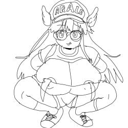 aged_up arale_norimaki huge_breasts nipples sailorannie2005 sketch