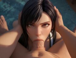 1boy 1girls ai_generated animated black_hair blowjob deepthroat eye_contact fellatio hand_on_head pov pov_eye_contact tagme tifa_lockhart video