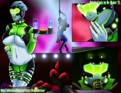 2016 3_fingers asari beckoning beverage big_breasts bioware blue_body bottomwear brainwashing breasts clothing commander_shepard container crop_top cup dancing dominant dominant_male dragon_nexus electronic_arts fellatio female fingers genitals gesture glowing green_lipstick group hand_on_hip holding_tray human humanoid hypnosis hypnotic_visor liara_t'soni lipstick long_sleeves makeup male male/female mammal mass_effect mind_control navel nipple_slip nipples oral oral_penetration penetration penile penis pole pole_dancing re-maker serving_tray sex shirt shorts smile spandex spandex_shorts stage story story_in_description strip_club stripper stripper_pole submissive submissive_female tech_control tight_bottomwear tight_clothing tight_shorts topwear tray trio visor waiter
