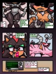 3:4 anthro black_body black_fur breast_expansion breasts broth_nsfw dyed_fur english_text expansion female fur gender_transformation hi_res hip_expansion makeup male mtf_transformation multicolored_body multicolored_fur red_body red_eyes red_fur sega shadow_the_hedgehog solo sonic_the_hedgehog_(series) text transformation transformation_sequence transformation_through_technology