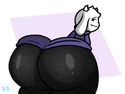 ass_focus big_ass big_breasts big_butt blush blush deltarune deltarune_chapter_2 fat_ass fat_butt female female_focus female_only goat jeans looking_at_viewer looking_back sci-salandre sweater toriel toriel_(undertale) undertale undertale_(series)