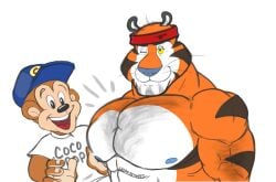 abs biceps looking_at_viewer male monkey muscles muscular muscular_anthro muscular_arms muscular_male pecs tiger tony_the_tiger