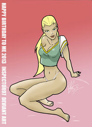 artemis_(dc) artemis_crock dc dcau half-shirt inspector97 looking_at_viewer sitting thong young_justice