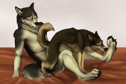 2013 ambiguous_gender anthro anthro_on_feral canine closed_eyes feral feral_penetrated german_shepherd interspecies male male_on_feral nude penetration sex tongue tongue_out toradoshi zoophilia