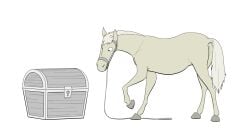 ambiguous_gender anus causationcorrelation equid equine equine_anus feral hooves horse mammal mane quadruped simple_background solo tail treasure_chest white_background
