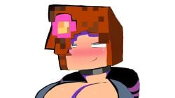 2d big_breasts blush breasts collar female flower flower_in_hair jenny_belle_(slipperyt) minecraft sloppydragons smile smiling