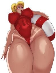 1girls belly_button bikini blonde_female blonde_hair blush cyberboi female female_only lipstick long_hair nipples nipples_visible_through_clothing ponytail pussy pussy_visible_through_clothes tan_body tan_lines tan_skin thick_thighs tom_and_jerry vagina wet wet_body white_body white_skin