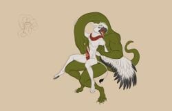 absurd_res anthro avian basilthecrow bird corvid corvus_(genus) crow dark_souls duo fellatio forked_tongue fromsoftware gryphon hi_res hybrid living_tail male male/male monster mythological_avian mythological_creature mythology oral oscine passerine paws penile reach_around reptile scalie service_top sex snake snake_tail tail tongue unusual_anatomy unusual_tail wretneck