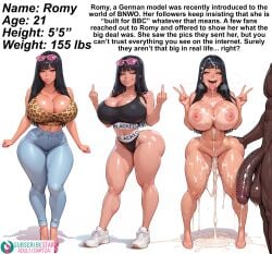 1boy 1girls after_sex ai_generated big_penis bimbo blacked blacked_clothing breasts cum cum_drip cum_in_mouth cum_in_pussy cum_on_breasts cum_on_face dark-skinned_male dark_skin dartzai english_text female german high_heels interracial large_breasts looking_at_viewer male middle_finger platform_heels text