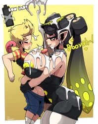 1boy 1girls 2d areola areola_slip areolae areolae_slip balls big_areola big_balls big_breasts boobjob breasts breasts_bigger_than_head callie_(alterna) callie_(splatoon) cum cum_everywhere cum_in_hair cum_in_mouth cum_on_breasts cum_on_face cumshot curvy curvy_figure digital_media_(artwork) earthbound earthbound_(series) exited female female/male gloves hand_on_back hand_on_butt holding holding_ass huge_breasts large_breasts logo looking_at_penis lucas_(mother_3) male male/female mother_(series) mother_3 nervous nintendo smile smiling snake splatoon splatoon_3 splatoon_3:_return_of_the_mammalians squid_sisters tagme text the_yeager theyeager tongue tongue_out trenchcoat yellow yellow_areola yellow_background yellow_eyes yellow_hair yellow_text