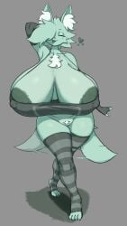 2025 anthro areola areola_slip armwear big_breasts big_nipples breasts brohnka chest_tuft claws closed_eyes clothed clothing crossed_legs cute_fangs digital_media_(artwork) eyebrows eyelashes fangs felid feline felis female fingerless_gloves full-length_portrait fur genitals gloves green_areola green_body green_hair hair hair_over_eye hand_behind_head handwear heart_symbol hi_res huge_breasts hyper hyper_breasts inner_ear_fluff legwear lemonade_(4four44) long_socks mammal nipple_outline nipples one_eye_obstructed one_fang open_mouth portrait puffy_areola pussy pussy_tuft simple_background skimpy smile solo standing tail tail_motion teeth thick_thighs tongue tuft walking wide_hips