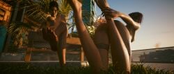 3d 3d_(artwork) 3d_render artjello690 curvy cyberpunk_2077 domination exhibition exhibitionism exhibitionist feet feet_up foot_fetish judy_alvarez looking_at_viewer massive_breasts masturbation panam_palmer petplay pov public public_exposure public_humiliation public_indecency public_nudity sfm submissive