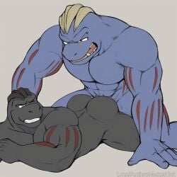 ai_generated anal domination/submission gay gay_domination gay_sex machoke pokemon pokemon_(species) pokephilia