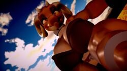 1girls 3d big_breasts bra breasts female kobold looking_at_viewer low-angle_view scalie sloppydragons solo tagme vrchat