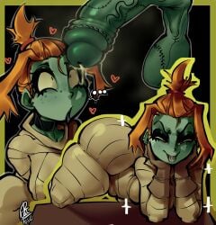 ... 1female 1futa amazed ass_bigger_than_head ass_in_air ass_up bandage bandage_clothing bandages big_breasts black_background black_choker black_collar clenched_teeth color fat_ass fat_butt fat_thighs freckles green_cock green_penis green_penis green_skin hands_on_cheeks heart_symbol huge_cock imminent_oral imminent_sex implied_futa looking_at_viewer looking_up looking_up_at_penis melancholy_(the_gaslight_district) melancholy_hill mischevious mischievous mischievous_look mischievous_smile orange_hair pepitocuario123 ponytail precum purple_tongue rotling_(the_gaslight_district) sagging_balls smug smug_expression smug_eyes smug_face smug_grin smug_smile speech_bubble squint squinted_eyes squinting the_gaslight_district thick_ass thick_thighs tounge_out yellow_outline zombie_futa