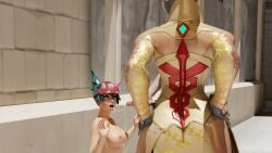 1boy 1boy1girl 1girls 3d 3d_(artwork) 3d_background 3d_model 3d_render 4k blowjob breasts caught caught_in_the_act cock cum_drip cum_in_mouth cum_on_face cumshot female hands_on_hips hi_res highres kazworksnsfw kiriko_(overwatch) kiriko_kamori male mercy mercy_(overwatch) naked naked_female naked_male nude on_knees open_mouth overwatch overwatch_2 penis sex shocked shocked_expression shocked_face surprise surprised surprised_expression surprised_face