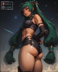 1girls ai_generated aisinful ass ass big_ass big_butt braid bubble_butt female hi_res large_ass leather leather_clothing long_hair minishorts qingyi_(zenless_zone_zero) shorts solo twintails zenless_zone_zero