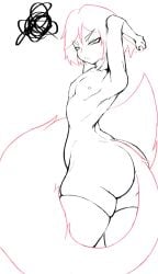 artist_request ass cat_ears cat_tail catgirl completely_nude flat_chest flat_chested line_art nipples original original_character pink_hair tagme thonk_(fir3born)