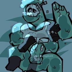 almost_naked anthro artist_name background belly big_dick blushed_face blushing_at_partner bones bones_in_belly cartoony chubby chubby_male cum cum_inside cumshot doug_(monster_con) doug_(monster_prom) fat foreskin front_view fully_inside gay_sex hand_on_penis holding_penis laying_on_bed leaking_cum legs_apart legs_up male male/male male_only penetration penis sex shirt_lift shirt_up slime slime_boy slime_monster slimy slimy_penis socks_on somehornydud3 touching_breast uncircumcised undershirt veiny_penis visible_bone