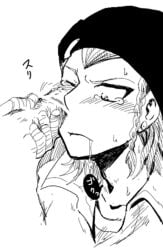 blush danganronpa danganronpa_2:_goodbye_despair drool drooling gay gundham_tanaka kazuichi_souda male male/male male_focus male_only penis penis_against_cheek penis_against_face penis_on_cheek penis_on_face tearing_up yaoi