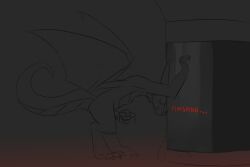 2021 black_body claws containment_tube dorsal_fin dorsal_frill dragon ear_fins fin frill_(anatomy) grey_body horn latex liquid_latex litledragon male multicolored_body mythological_creature mythological_scalie mythology negadrake red_eyes scalie spines transformation wings