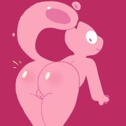 ass big_butt female genitals looking_back nyactophiliac pink_background pink_body presenting pussy raised_tail rue_(nyactophiliac) simple_background slime solo tail