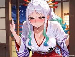 1female 1girls ai_generated angry big_breasts big_breasts black_eyeshadow breasts breasts brown_eyes cleavage female frown frown_eyebrows frowning green_hair horns huge_boobs huge_breasts kaistar large_boobs large_breasts light-skinned_female looking_away mad multicolored_hair one_piece patreon pout pouting red_fingernails red_nails solo solo_female solo_focus white_hair white_skin yamato_(one_piece)