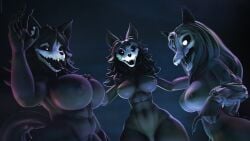 3d 3girls abs athletic athletic_female big_breasts chronsnake huge_breasts looking_at_viewer mal0 malo scp-1471 scp-1471-a scp-1471-a_(cumminham) scp-1471-a_(da.nilkaz) scp_foundation skull_head