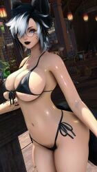3d areola aylen_dawn aylen_ffxiv belly_piercing bikini canid canine female female_focus female_only final_fantasy_xiv fox_ears fox_girls goth_girl gothic gpose(ffxiv) kemonomimi miqo'te musky naked nipples nude piercing pubic_hair solo_focus sweat sweaty thick thick_ass thick_butt thick_hips thick_thighs tomboy
