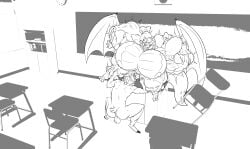 abs biceps big_breasts big_muscles breasts dragon female goat huge_breasts huge_muscles large_breasts large_muscles male muscles muscular muscular_arms muscular_female muscular_legs muscular_thighs nipples pecs
