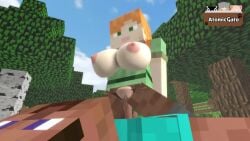 1boy 1girls 2023 3d alex_(minecraft) animated atomicgato big_breasts blue_t-shirt boots brown_pants clothed_sex erect_nipples erect_penis female forest green_eyes green_t-shirt horny_female human humanoid male mine-imator minecraft no_bra no_panties orange_hair outside public_sex purple_eyes riding sound square_head steve_(minecraft) tagme vaginal_penetration video