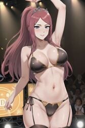 1girls ai_generated alxss94 bare_shoulders black_bra black_legwear black_panties black_thighhighs black_underwear bra breasts clothing crowd curvaceous dancing female female high_resolution huge_breasts large_breasts legwear long_hair looking_at_viewer mature mature_female milf naruto naruto_shippuden navel pantsu pole pole_dancing red_hair stable_diffusion stripper stripper_pole teasing thick_thighs thighhighs thighs underwear uzumaki_kushina watching