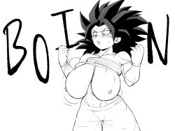 accidental_exposure big_breasts boob_drop caulifla comic comic_page crop_top dragon_ball female_saiyan monochrome pseudocel tagme titdrop titty_drop universe_6/universe_7 universe_6_saiyan/universe_7_saiyan wardrobe_malfunction