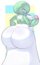 belly breasts butt_focus chubby_female female food gardevoir green_body holding_food huge_butt humanoid looking_at_viewer looking_back nintendo poffin pokémon_(species) pokemon pokemon_(species) princecoffeecakes smug smug_face solo solo_female