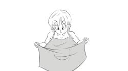 1girls 2boys animated apron big_breasts breasts bulma_briefs dgaming204 dragon_ball dragon_ball_z earrings funsexydragonball tagme tying_apron vegeta video yamcha