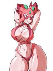 1girls 2023 belly_button big_breasts bra breasts generation_7_pokemon gnkpart grass lurantis nintendo pokémon_(species) pokemon thong wink