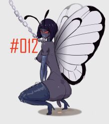 anthro breasts butterfree chains choker cum futa_only futanari heels hi_res lip_piercing looking_at_viewer piercing pokémon_(species) pokemon pokemon_(species) pose precum summertea tagme