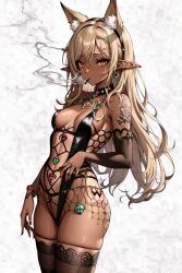 2:3 2:3_ratio absurd_res absurdres ai_generated bangles bed bedroom bimbo black_thighhighs blonde_hair blonde_hair_female cat_ears dark_skin dirty_blonde_hair elf elf_ears elf_female elf_girl eyebrows_visible_through_hair fishnet_stockings fishnets gal gyaru gyaru_elf gyaru_gal hd hi_res high_resolution highres hip_dips hylian_r34 jewelry long_hair looking_at_viewer orange_eyes ornate ornate_clothing ornate_jewelry petite prostitute prostitution skindentation small_breasts smoking tagme tattoo tattoo_on_shoulder tattooed tattooed_shoulder tattooed_thigh thighhighs thin_waist unstable_diffusion