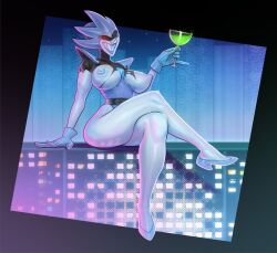 1girls 2023 2d 2d_(artwork) areola areolae ass big_ass big_breasts big_butt big_thighs blue_gloves breasts busty city cityscape cleavage curvaceous curves curvy curvy_body curvy_female curvy_figure deltarune deltarune_chapter_2 derek_hetrick drink female female_focus female_only giga_queen glove gloves grin gynoid hi_res high_heels highres hourglass_figure large_ass large_breasts large_butt legs_crossed leotard martini_glass nipples queen_(deltarune) red_eye robot robot_girl sitting smile smiling solo solo_female solo_focus tagme thick_ass thick_thighs thighs torn_clothes undertale_(series) voluptuous wine_glass