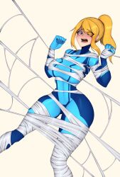 action_pose ass big_ass big_breasts blonde_hair blue_eyes blush bodysuit capture captured confused confused_face confused_look confusion distress distressed expressive female hair hi_res highres huge_breasts human humanoid insects metroid open_mouth pigtail ponytail prey pussy samus_aran screaming spider spider_humanoid spider_web spider_webs sugarvoids surprise surprised surprised_expression thick_ass thick_thighs tight_clothing tongue webbed webbed_fingers webbed_hands webbing webs zero_suit zero_suit_samus