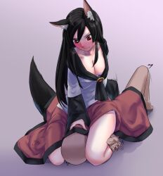 blush dress facesitting femdom kagerou_imaizumi touhou wolf_ears