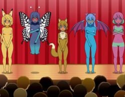 anthro being_watched butterfree covering covering_crotch eevee furry humanoid nude_female pokémon_(species) pokemon pokemon_(species) tagme twentysevenandahalf zubat