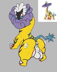 balls crimsonsun5000 feral fur genitals male nintendo paradox_pokemon pokemon pokemon_(species) raging_bolt solo yellow_body yellow_fur